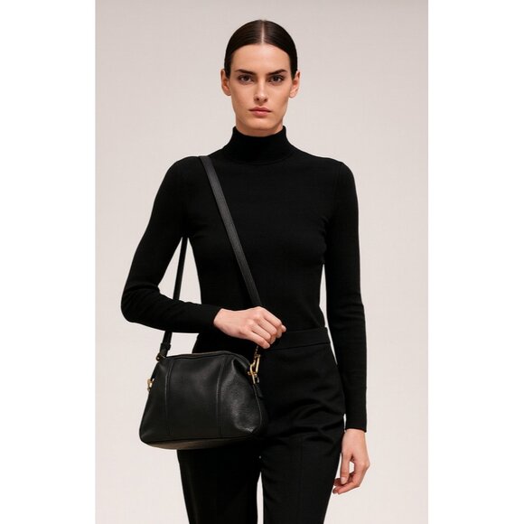 Madewell Black Leather Crossbody Bag Tassel Adjustable Strap Brass Hardware - Picture 14 of 15